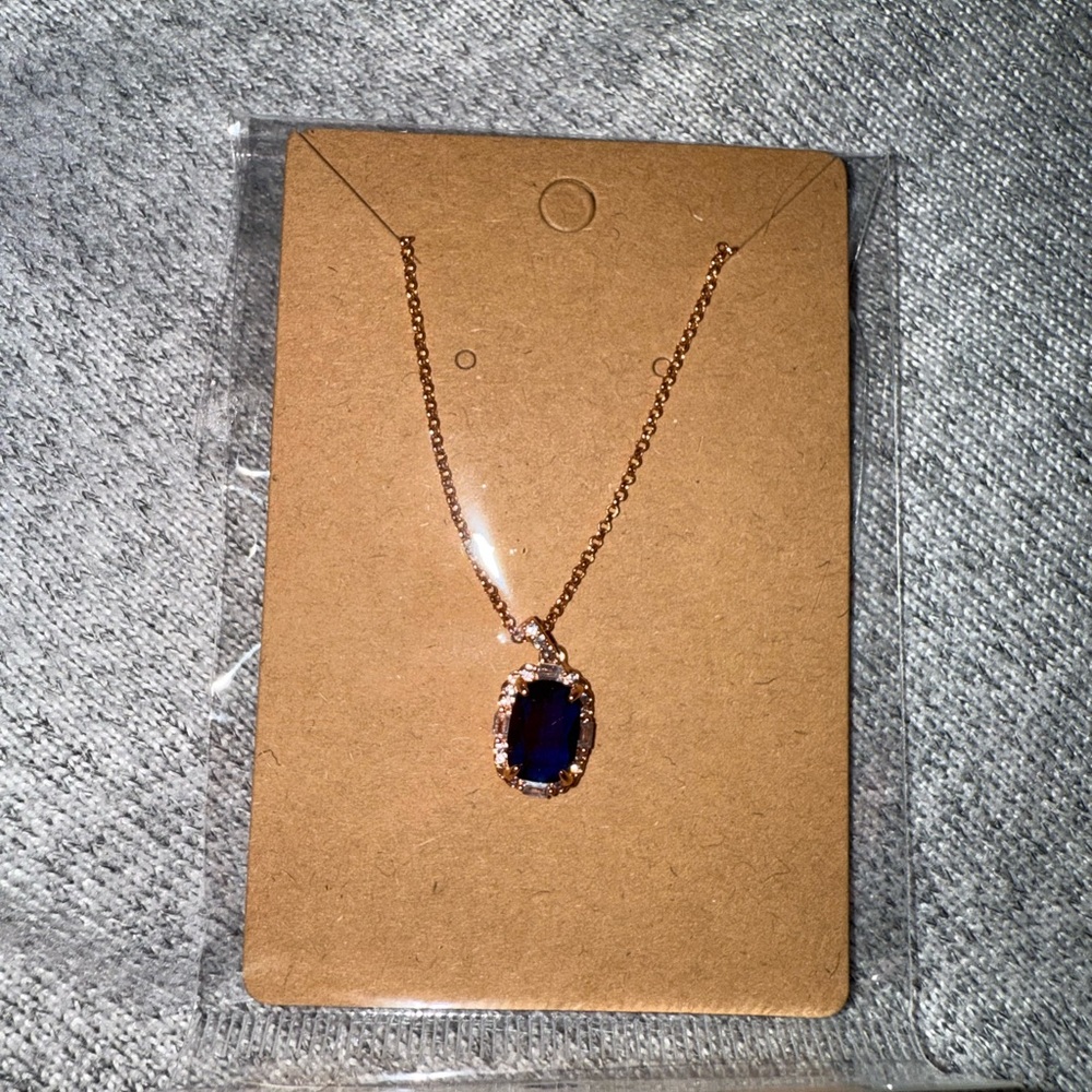 Black onyx Pendant Necklace with Rose Gold Chain